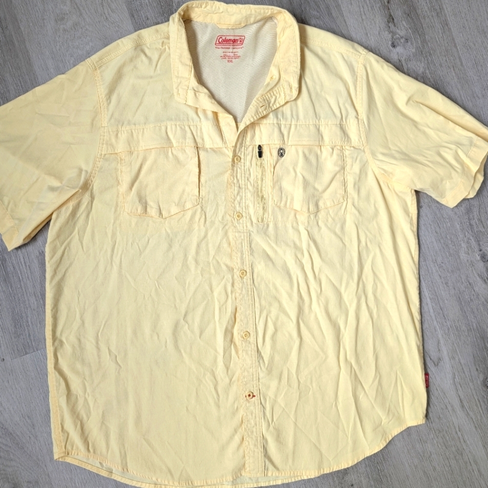 Coleman Men's Yellow Vented Fishing Short Sleeve Shirt Size XXL